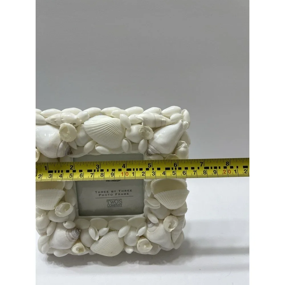 Twos Company White Sea Shell Picture Frame Nautical Shells for 3x3